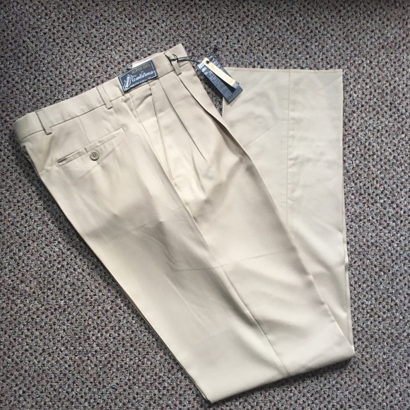 Gianni manzoni men’s dress pants 30w beige super 150s made in Italy pleated 29